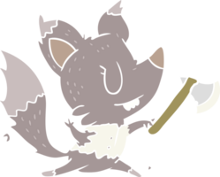 flat color style cartoon werewolf with axe png