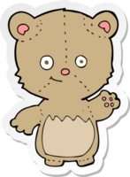 pegatina de un oso de peluche de dibujos animados saludando png