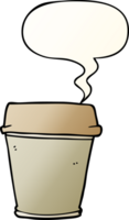 dibujos animados tomar fuera café con habla burbuja en suave degradado estilo png