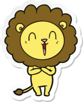 sticker of a laughing lion cartoon png