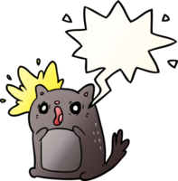 cartoon shocked cat amazed with speech bubble in smooth gradient style png