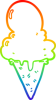 rainbow gradient line drawing of a cartoon ice cream png