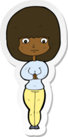 sticker of a cartoon shy woman png