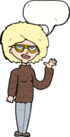 cartoon woman waving with speech bubble png