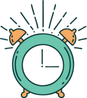 illustration of a traditional tattoo style ringing alarm clock png