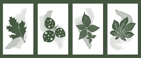 Abstract botanical wall art set. illustration in scandinavian design vector