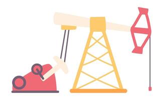 Oil rig with crane in flat design. Oil pumpjack machine for extraction. illustration isolated. vector