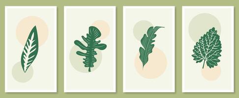 Abstract botanical wall art set. illustration in scandinavian design vector