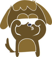 flat color style cartoon tired dog png