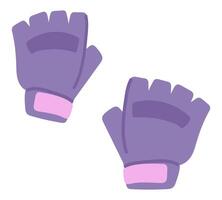 Bike gloves in flat design. Training bicycle mitts with short fingers. illustration isolated. vector