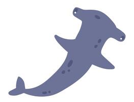 Hammerhead shark in flat design. Cute underwater predator, ocean wildlife. illustration isolated. vector