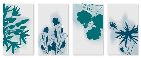 Abstract botanical wall art set. illustration in scandinavian design vector