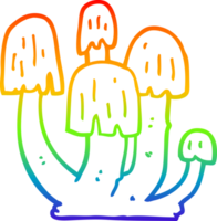 rainbow gradient line drawing of a cartoon mushrooms png