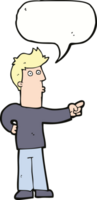 cartoon curious man pointing with speech bubble png