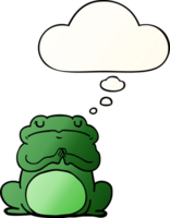 cartoon arrogant frog with thought bubble in smooth gradient style png