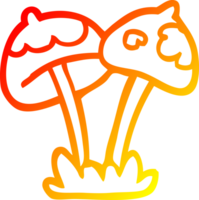 warm gradient line drawing of a cartoon mushroom png