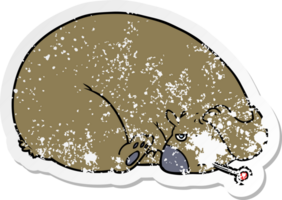 adesivo angustiado de um urso de desenho animado com dor de cabeça png