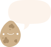 cartoon egg with speech bubble in retro style png