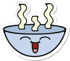 sticker of a cute cartoon bowl of hot soup png