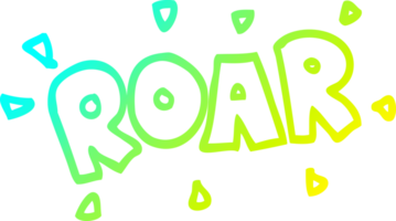 cold gradient line drawing of a cartoon roar sign png