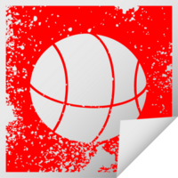 distressed square peeling sticker symbol of a basket ball png