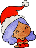 hand drawn christmas textured cartoon of kawaii girl png