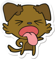 sticker of a cartoon disgusted dog png