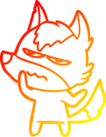 warm gradient line drawing of a cartoon annoyed wolf png