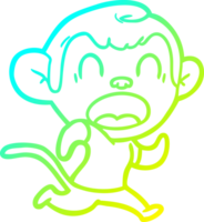 cold gradient line drawing of a shouting cartoon monkey running png