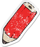distressed sticker of a cartoon pencil png