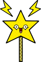 comic book style cartoon of a magic wand png