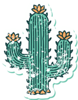 iconic distressed sticker tattoo style image of a cactus png