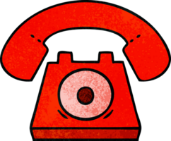 retrò grunge struttura cartone animato di un' rosso telefono png