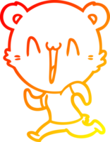 calentar degradado línea dibujo de un corriendo oso dibujos animados png
