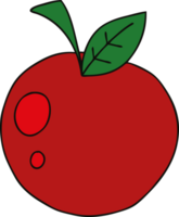 Hand gezeichnet schrullig Karikatur rot Apfel png