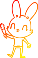 warm gradient line drawing of a cute cartoon rabbit with carrot png