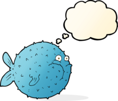 cartoon puffer fish with thought bubble png