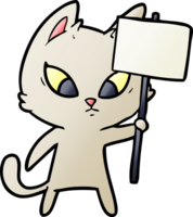 confused cartoon cat with protest sign png