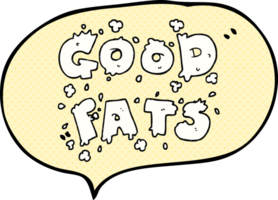 hand drawn comic book speech bubble cartoon good fats sign png