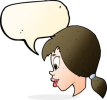Cartoon hübsches weibliches Gesicht mit Sprechblase png