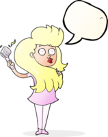 hand drawn speech bubble cartoon woman brushing hair png