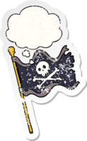 cartoon pirate flag with thought bubble as a distressed worn sticker png