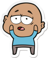 sticker of a cartoon tired bald man png