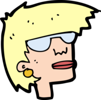 cartoon female face with glasses png