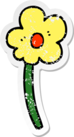 distressed sticker of a cartoon flower png