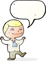 dessin animé garçon heureux avec bulle de dialogue png