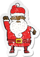 retro noodlijdende sticker van een cartoon boze kerstman png