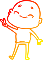 warm gradient line drawing of a happy cartoon bald man png