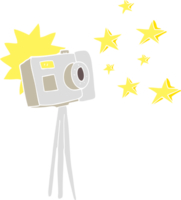 flat color illustration of camera on tripod with flash png