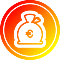 money sack circular icon with warm gradient finish png